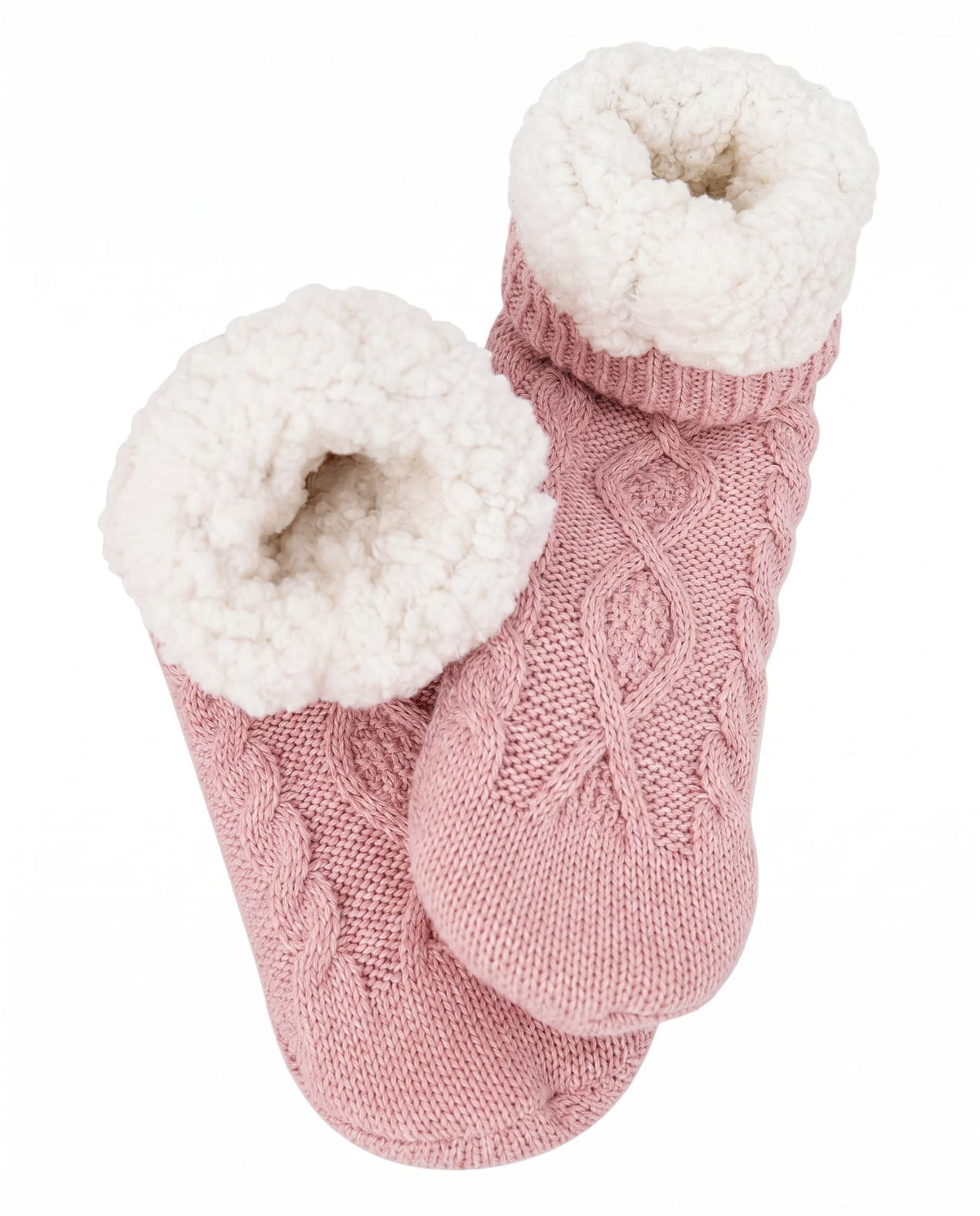 KickIt Fleece-Lined Cable Knit Slipper Socks