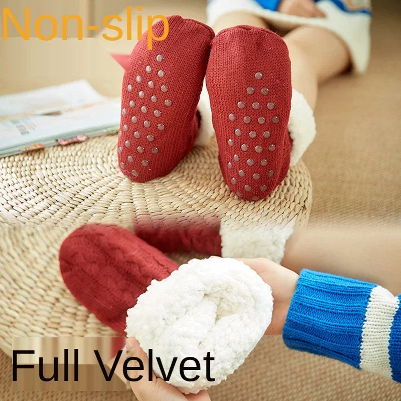 Fuzzy Fleece-Lined Thermal Slipper Socks with Grips