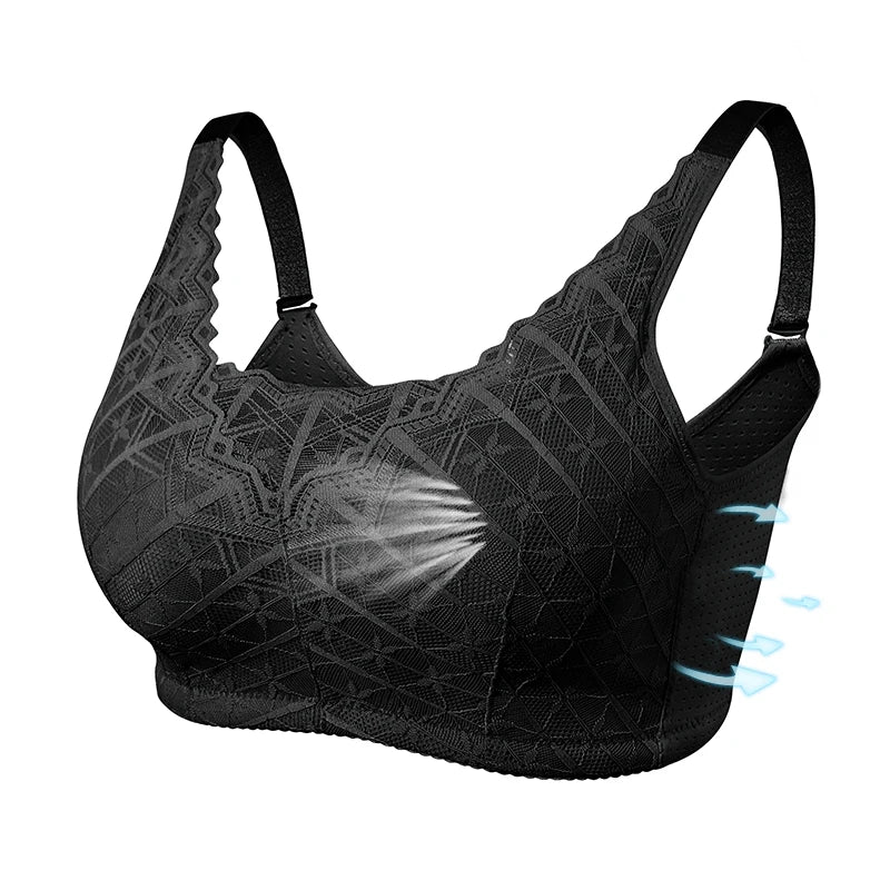 Wire-free cotton mastectomy bra with inner pockets for breast forms, view 9