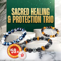 Three gemstone bracelets: protection, orca agate and quadruple protection