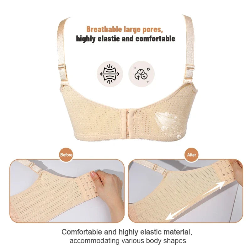 Wire-free cotton mastectomy bra with inner pockets for breast forms, view 5