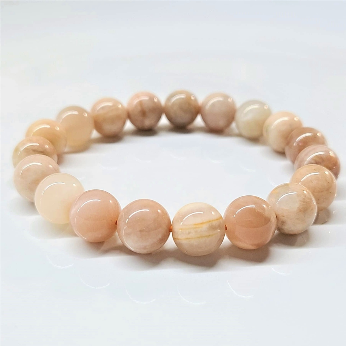 Moonstone round bead stretch bracelet