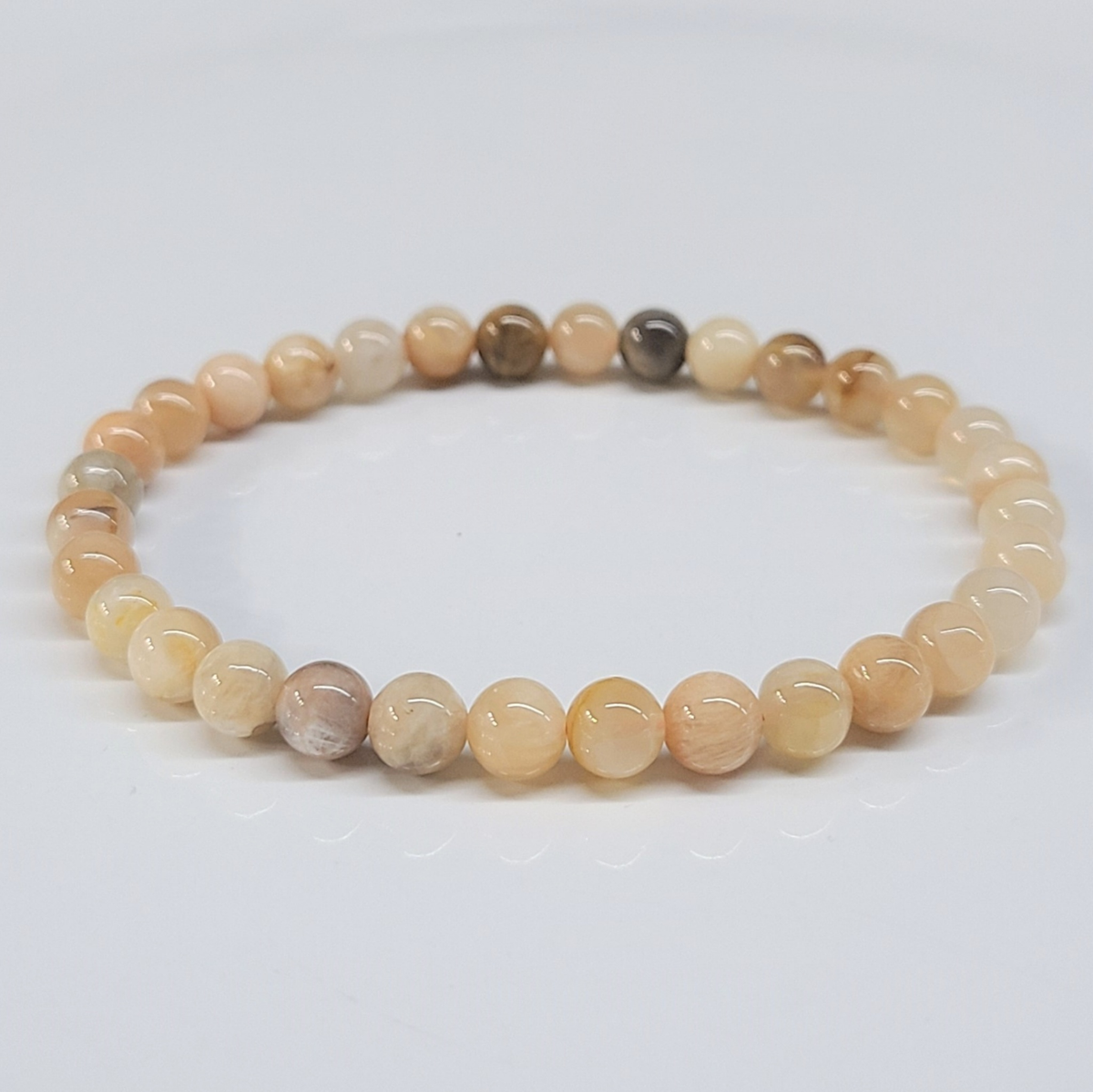 Moonstone round bead stretch bracelet, view 3