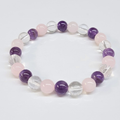 8mm amethyst, clear quartz and rose quartz bead bracelet