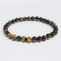 Gold, red and blue tiger eye bead bracelet