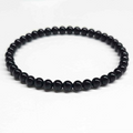 Black tourmaline round bead stretch bracelet, view 5