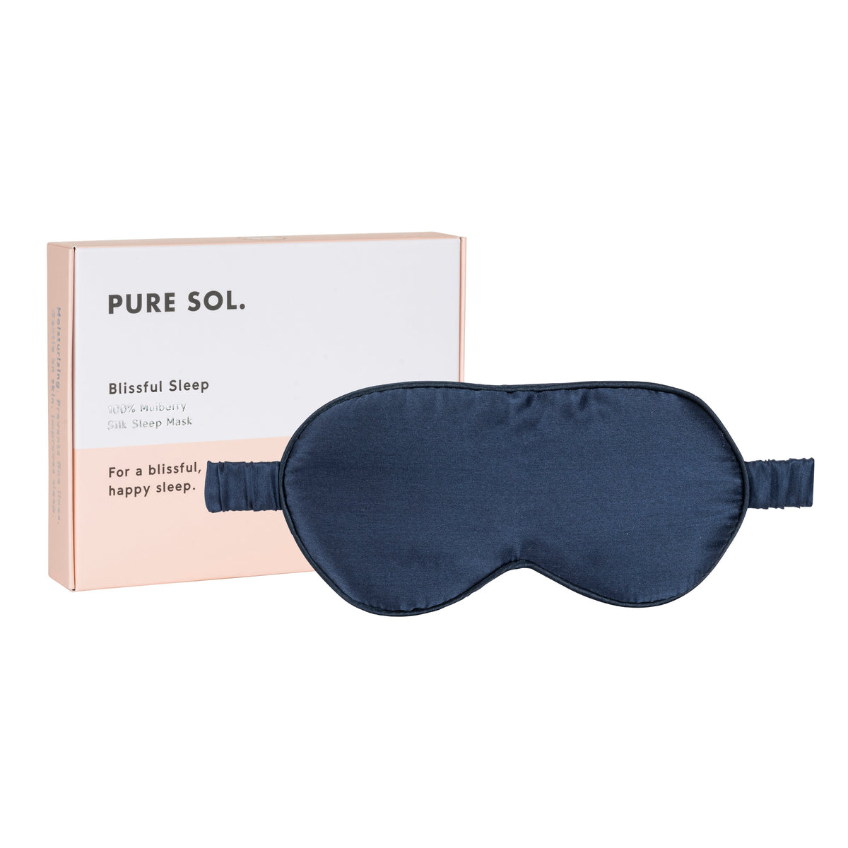 PURE SOL mulberry silk sleep mask in navy