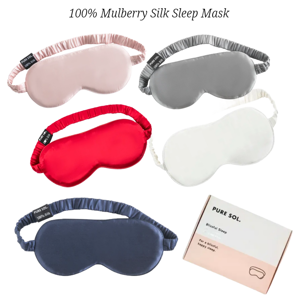 PURE SOL. Mulberry Silk Sleep Mask, Navy