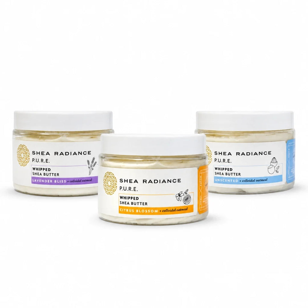 Shearadiance whipped shea body butter with colloidal oatmeal jar