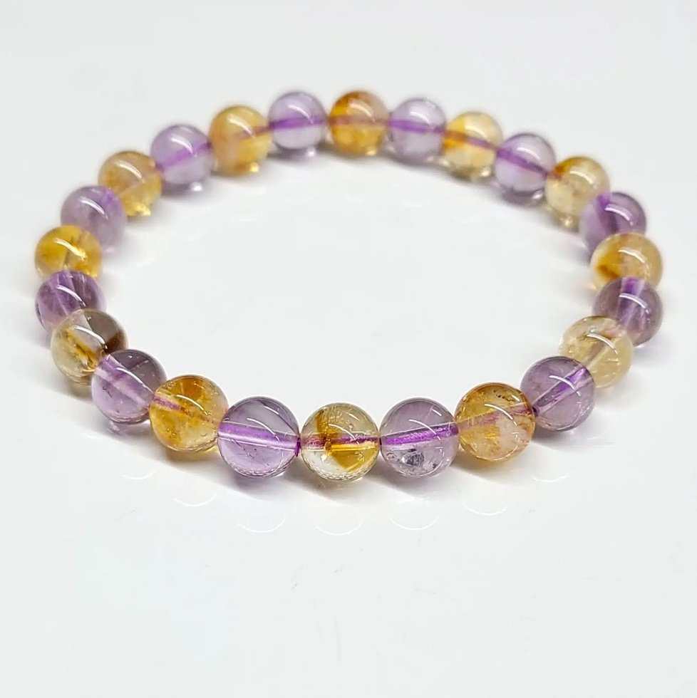 8mm amethyst and citrine bead bracelet, view 2