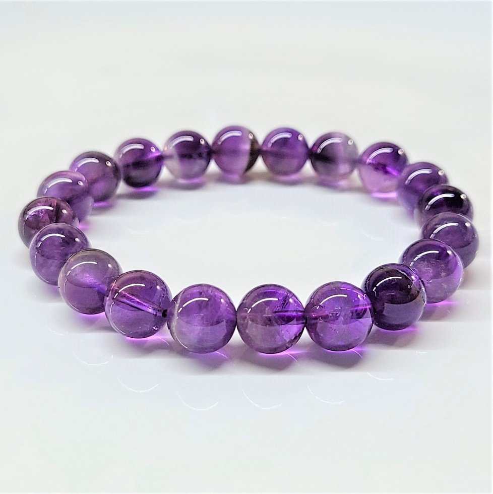 Amethyst round bead stretch bracelet