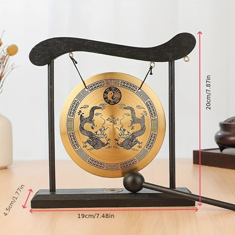 Bronze Tabletop Meditation Gong with Wooden Frame