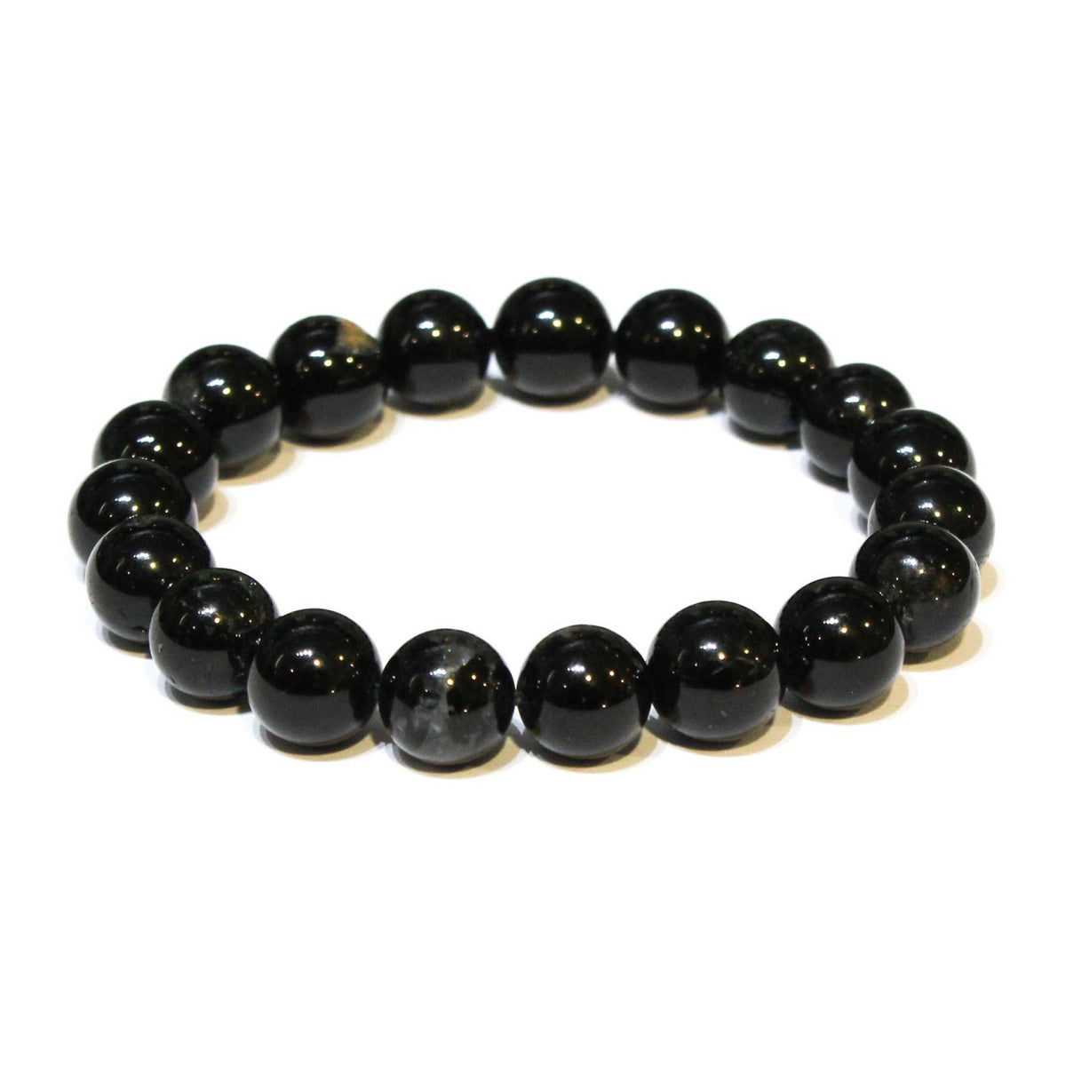 Black tourmaline round bead stretch bracelet
