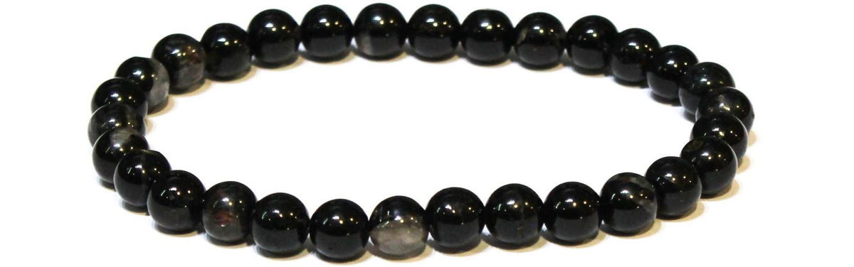 Black tourmaline round bead stretch bracelet, view 2
