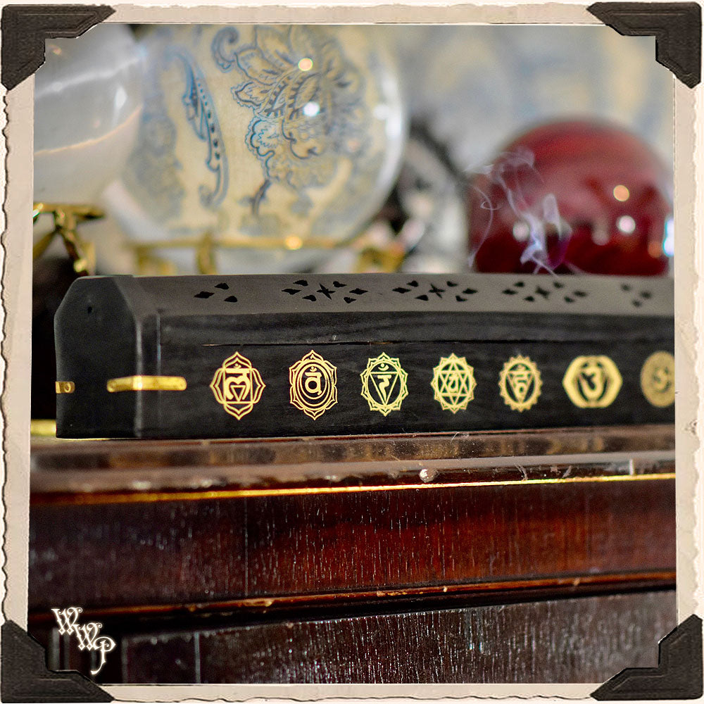 Chakra Symbols Wooden Incense Box
