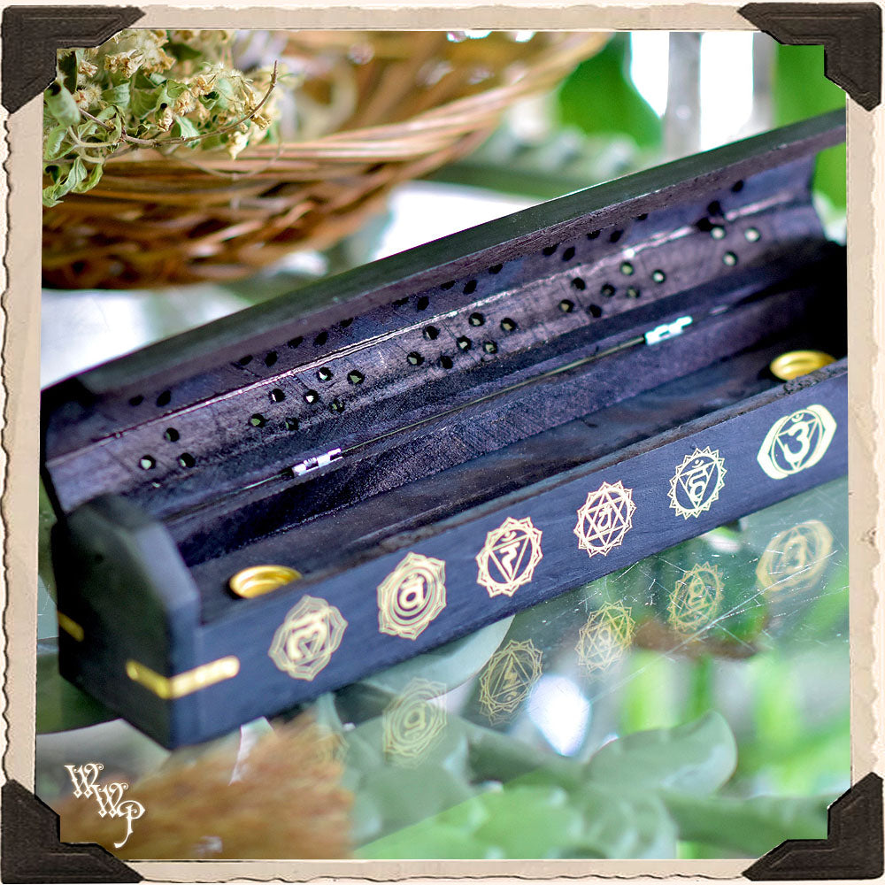 Chakra Symbols Wooden Incense Box