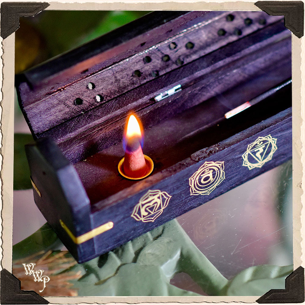 Chakra Symbols Wooden Incense Box