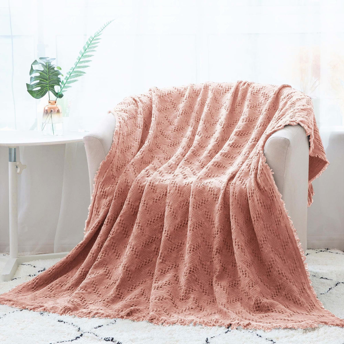 Kasentex Stone-Washed Cotton Knit Throw Blanket