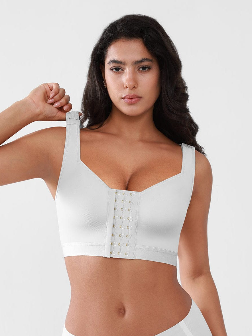 Front-closure post-surgical compression bra