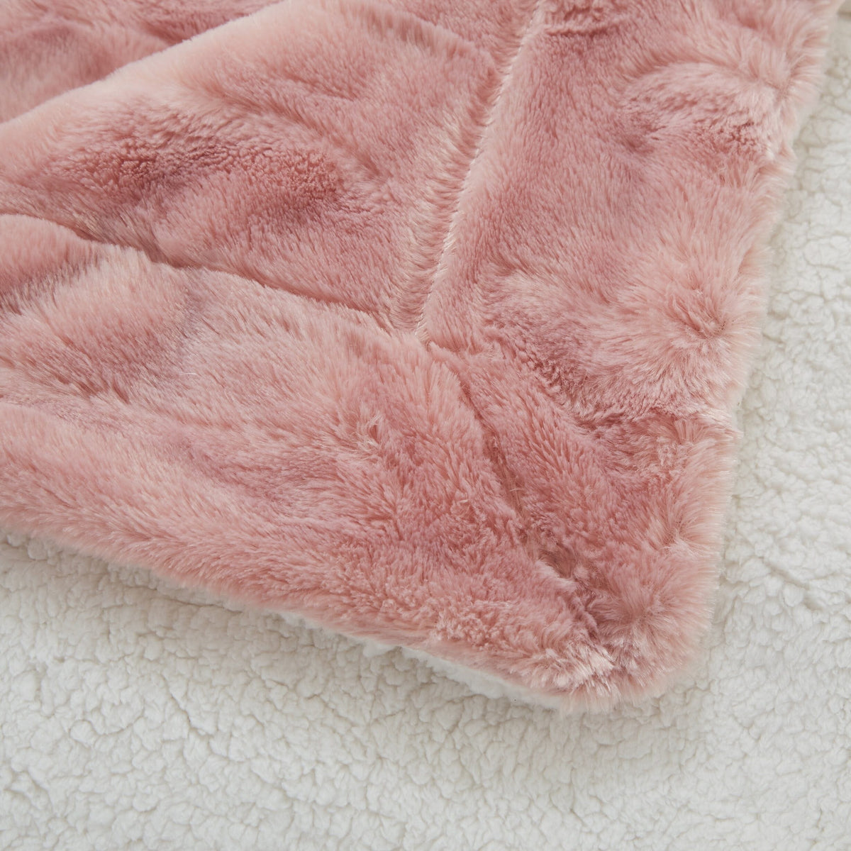 Tache Faux Fur & Sherpa Throw Blanket, Dusty Rose
