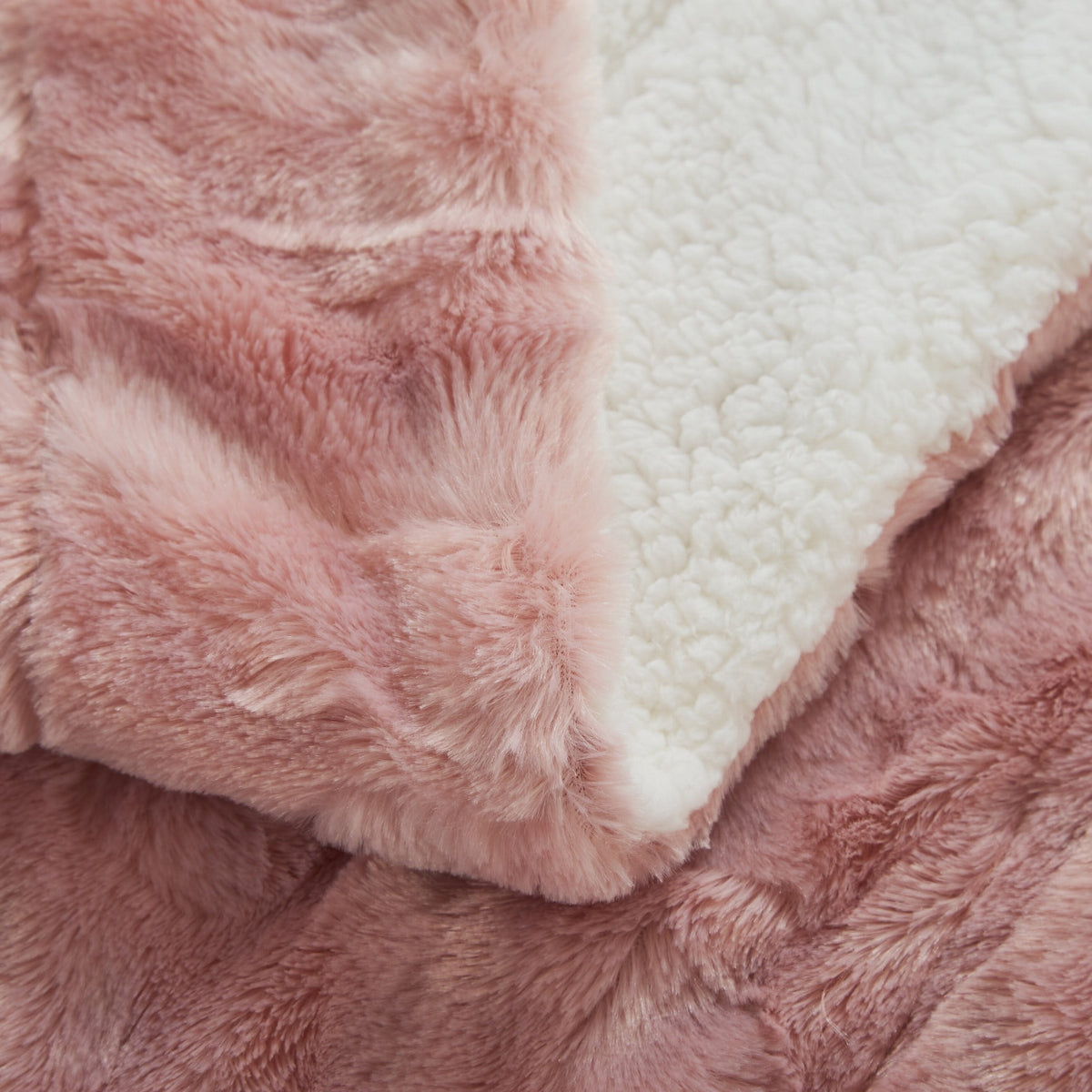 Tache Faux Fur & Sherpa Throw Blanket, Dusty Rose