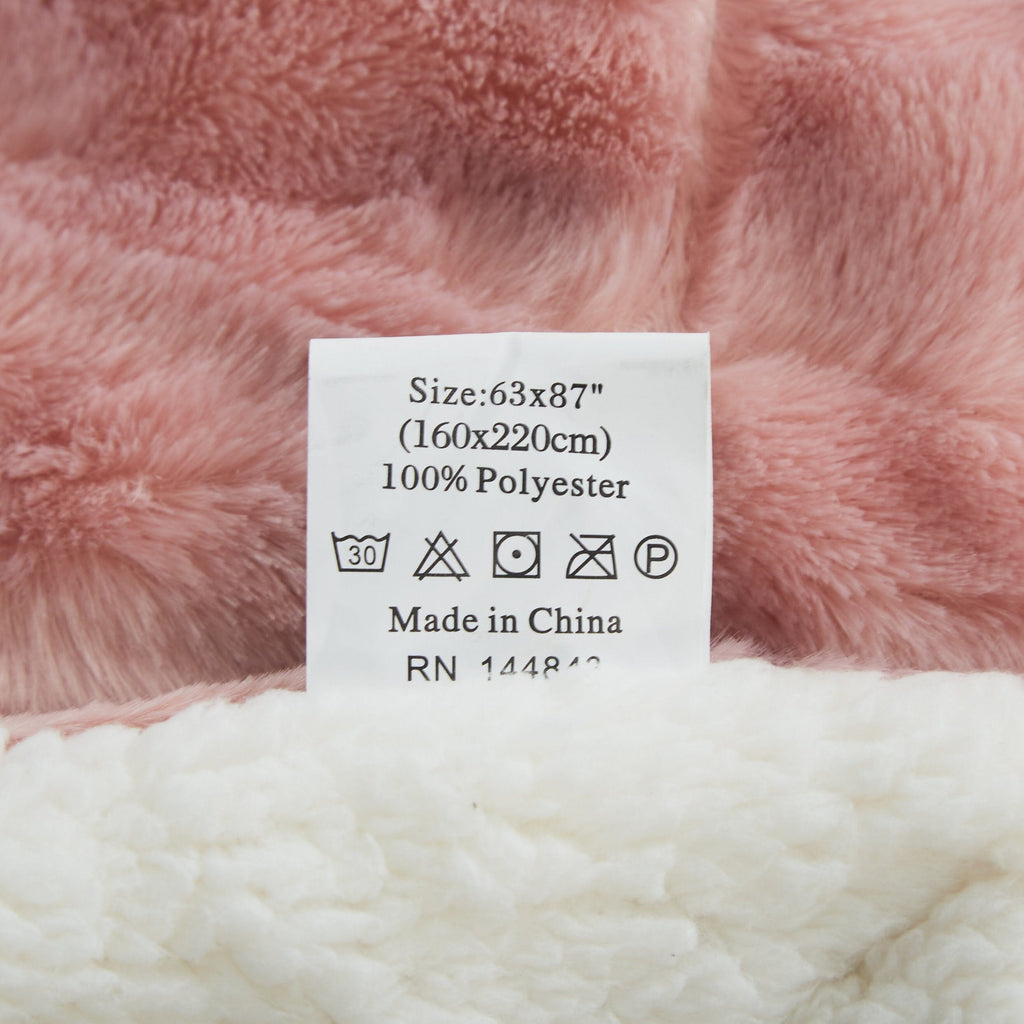 Tache Faux Fur & Sherpa Throw Blanket, Dusty Rose
