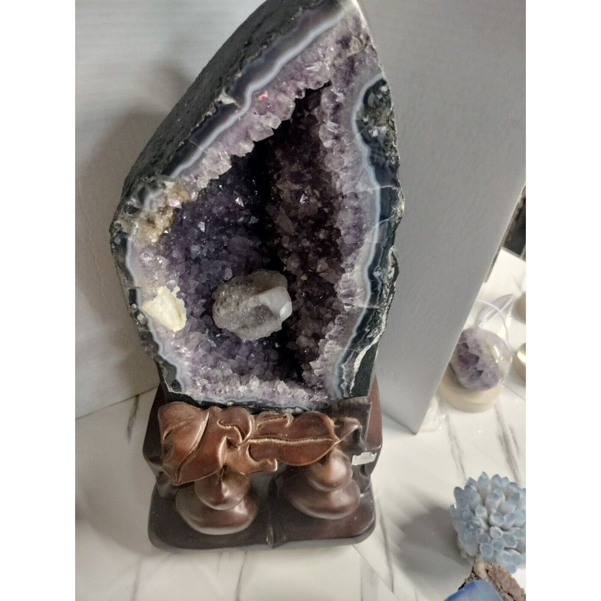 Large natural purple amethyst geode cluster