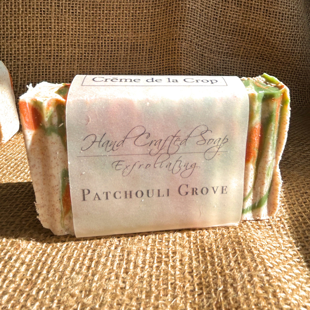 Patchouli Grove soap bar, front