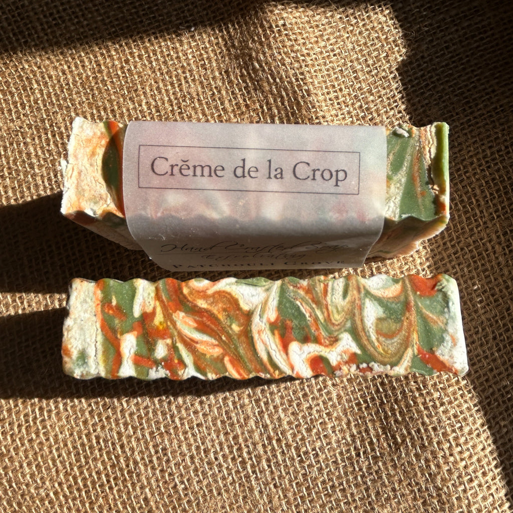 Patchouli Grove soap, top view showing crinkle cut