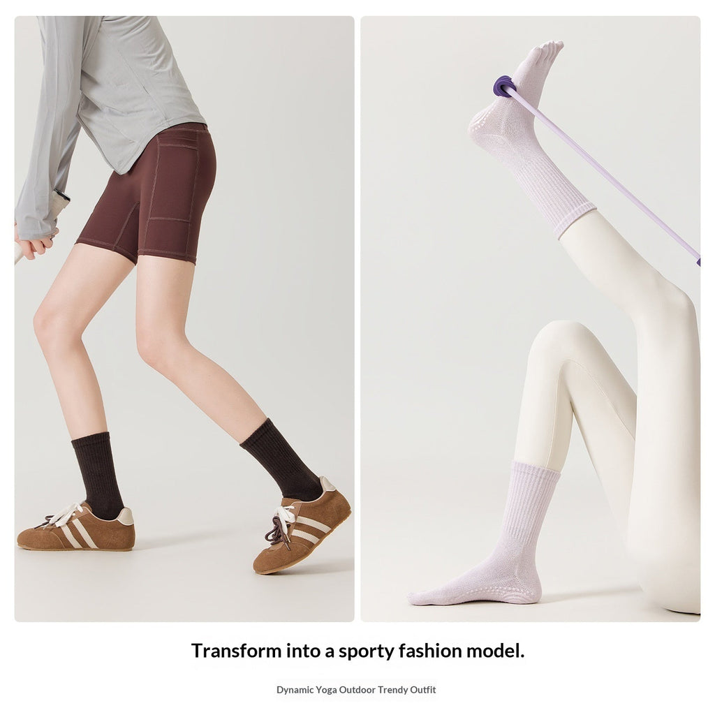 Five-Toe Grip Socks, Mid-Calf