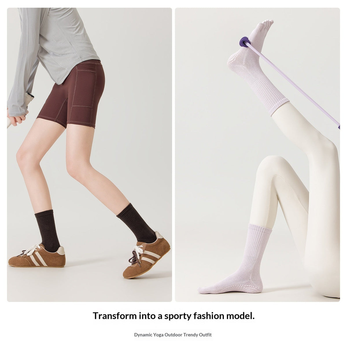 Five-Toe Grip Socks, Mid-Calf