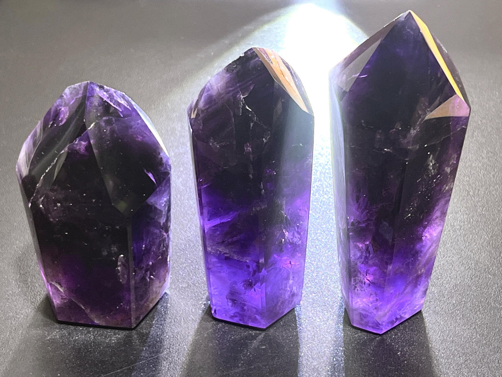 Dark Amethyst Faceted Crystal Tower, 4 to 6 Inches