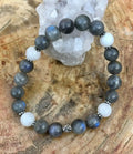 Blue flash labradorite and rainbow moonstone stretch bracelet