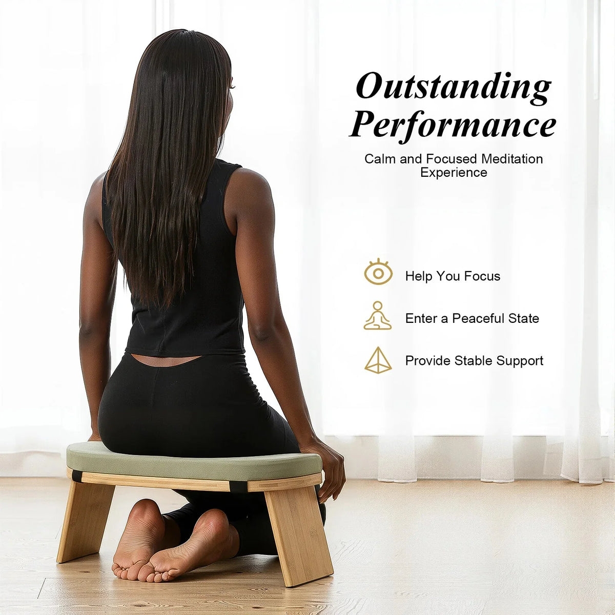 Foldable Bamboo Meditation Kneeling Bench