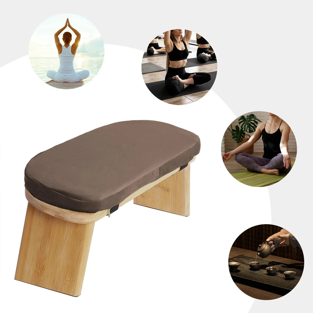 Foldable Bamboo Meditation Kneeling Bench