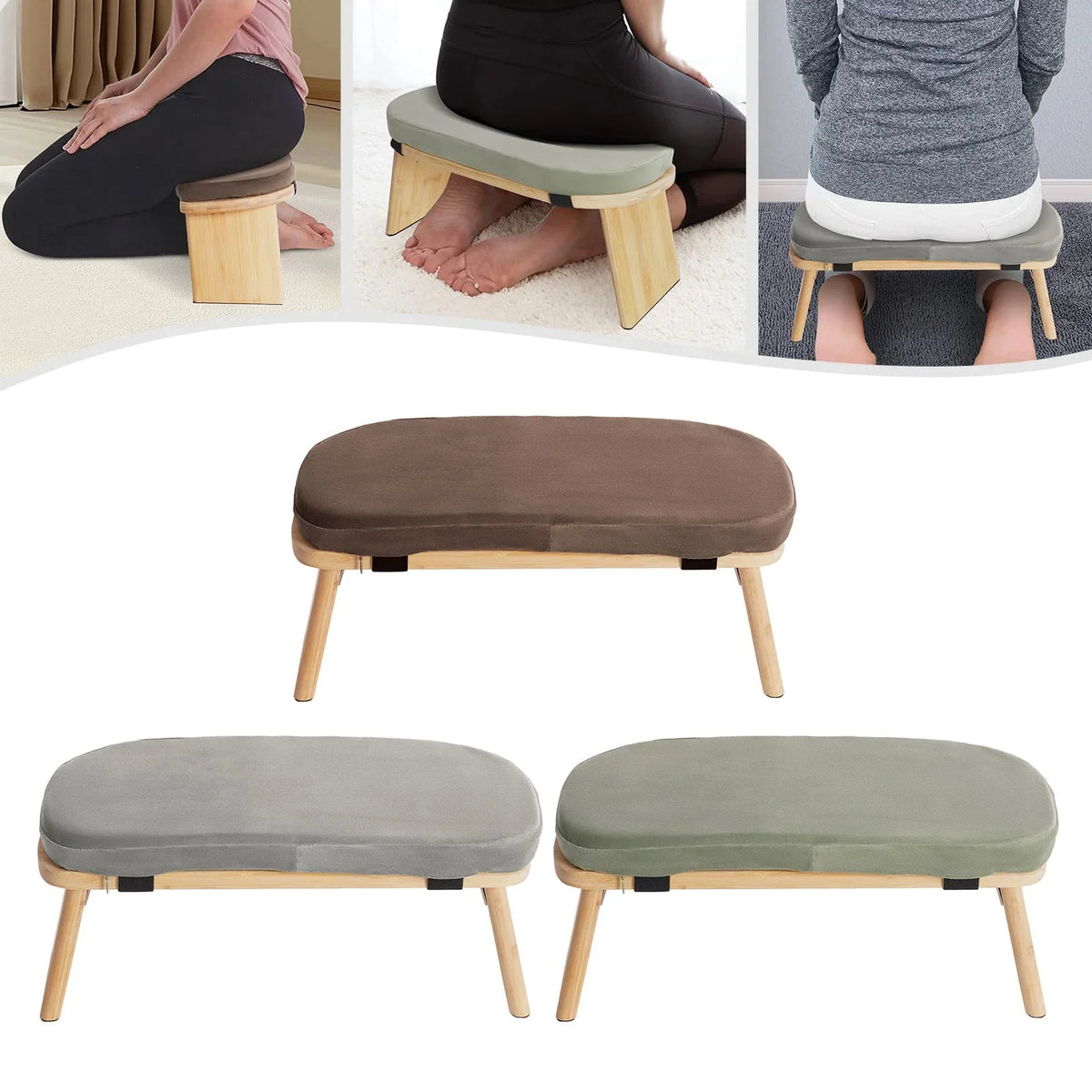 Foldable Bamboo Meditation Kneeling Bench