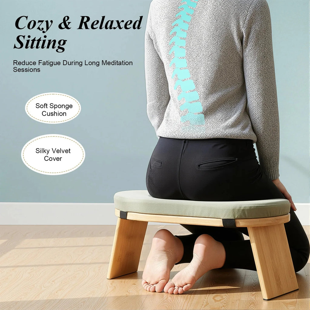 Foldable Bamboo Meditation Kneeling Bench