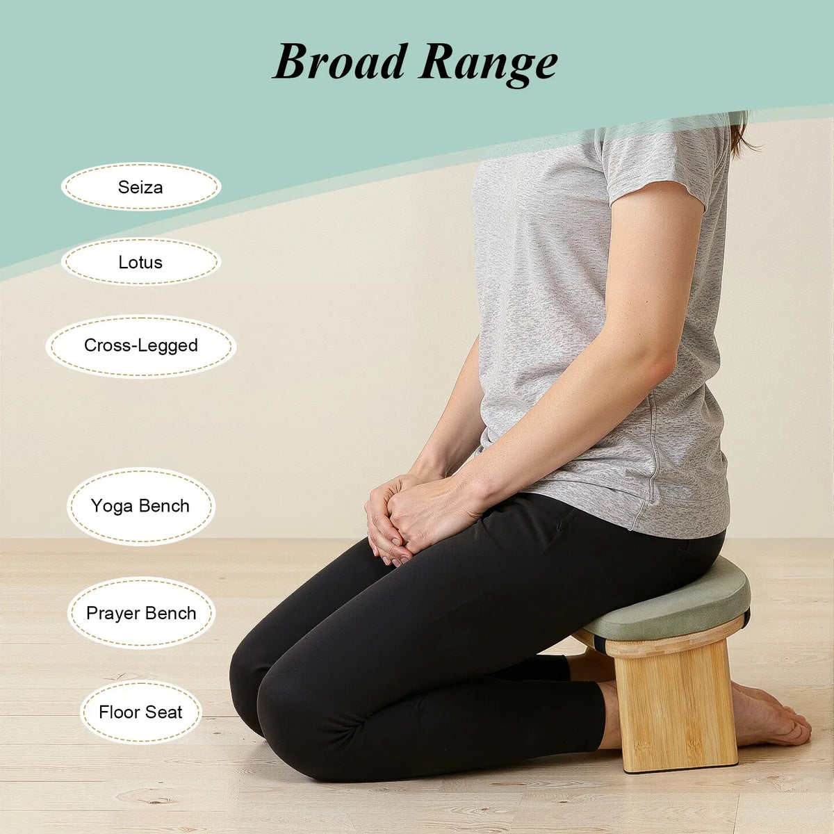 Foldable bamboo meditation kneeling bench