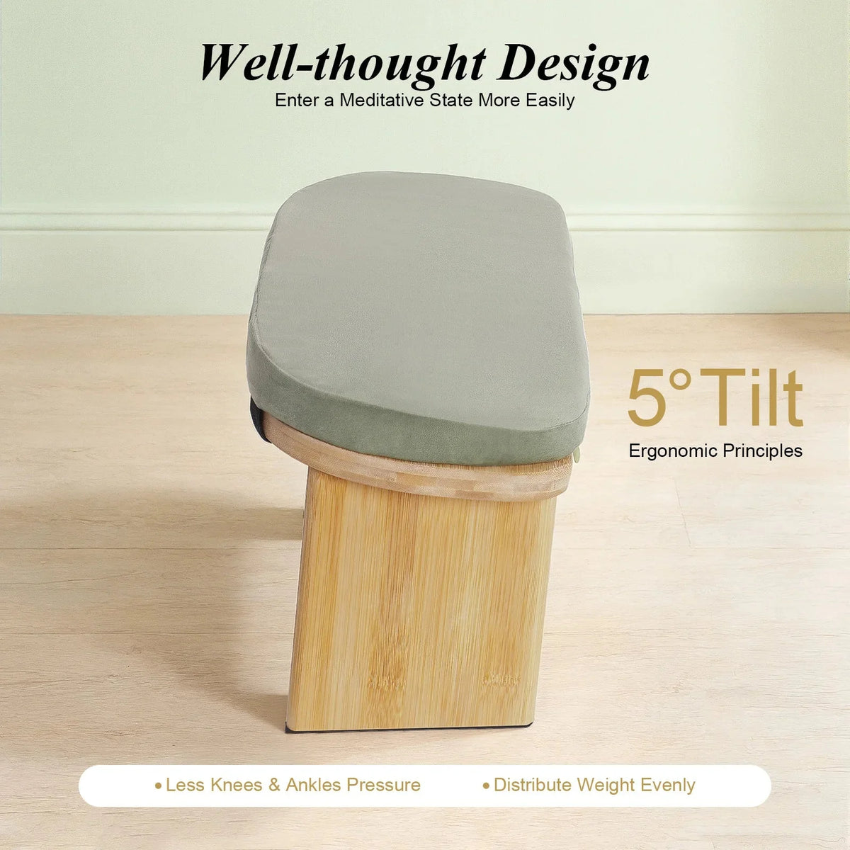 Foldable Bamboo Meditation Kneeling Bench