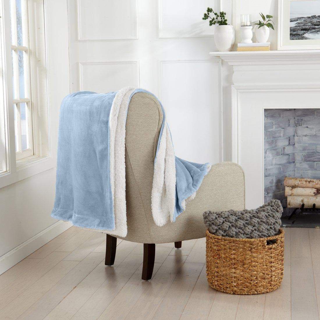 Great Bay Home Velvet Plush Sherpa Blanket, Kinsley Collection