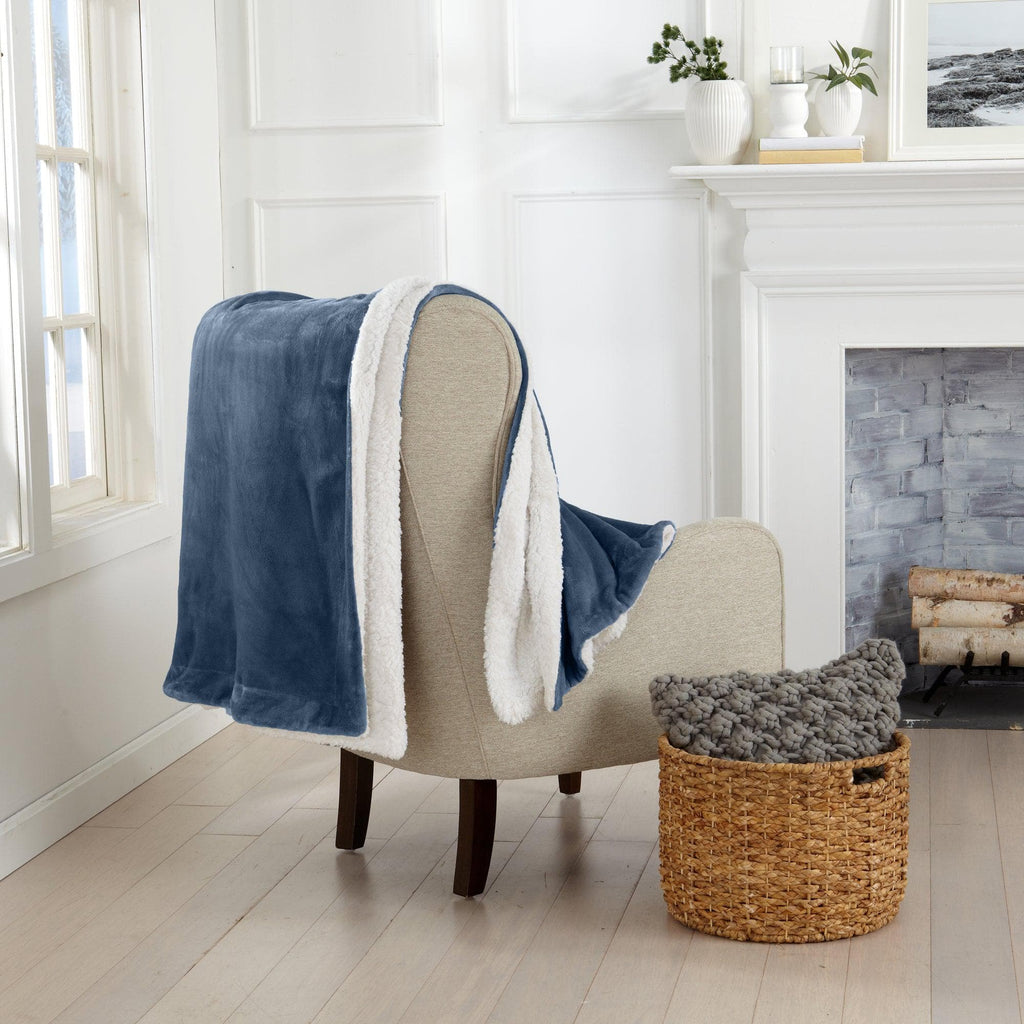 Great Bay Home Velvet Plush Sherpa Blanket, Kinsley Collection