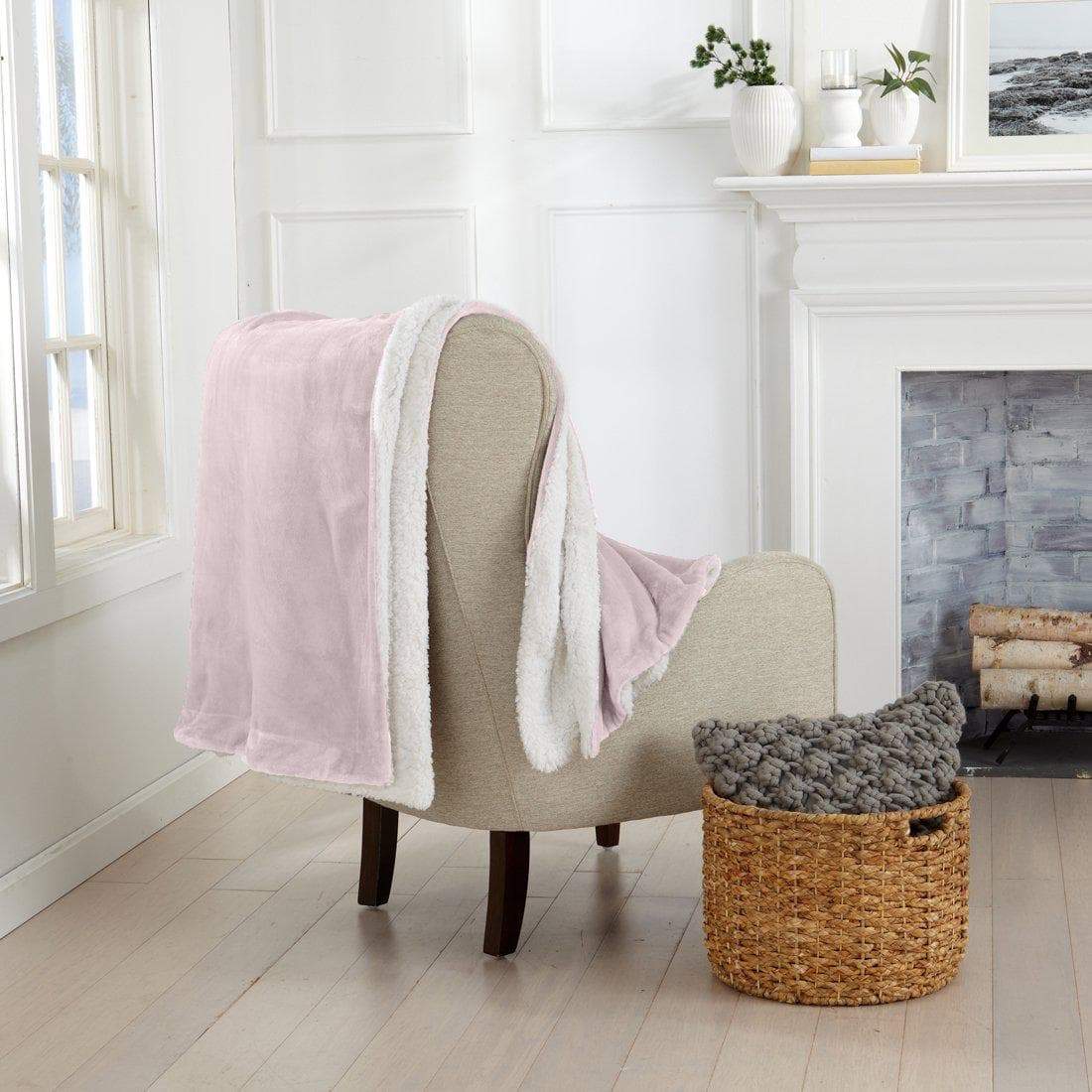 Great Bay Home Velvet Plush Sherpa Blanket, Kinsley Collection