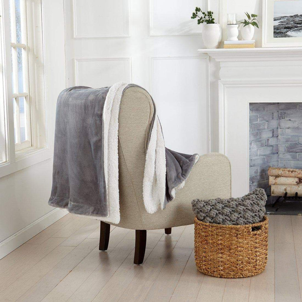 Great Bay Home Velvet Plush Sherpa Blanket, Kinsley Collection