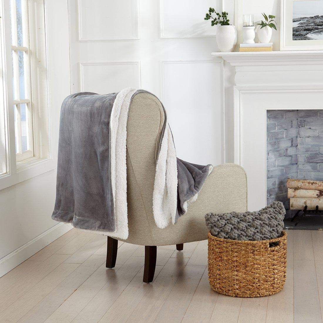 Great Bay Home Velvet Plush Sherpa Blanket, Kinsley Collection