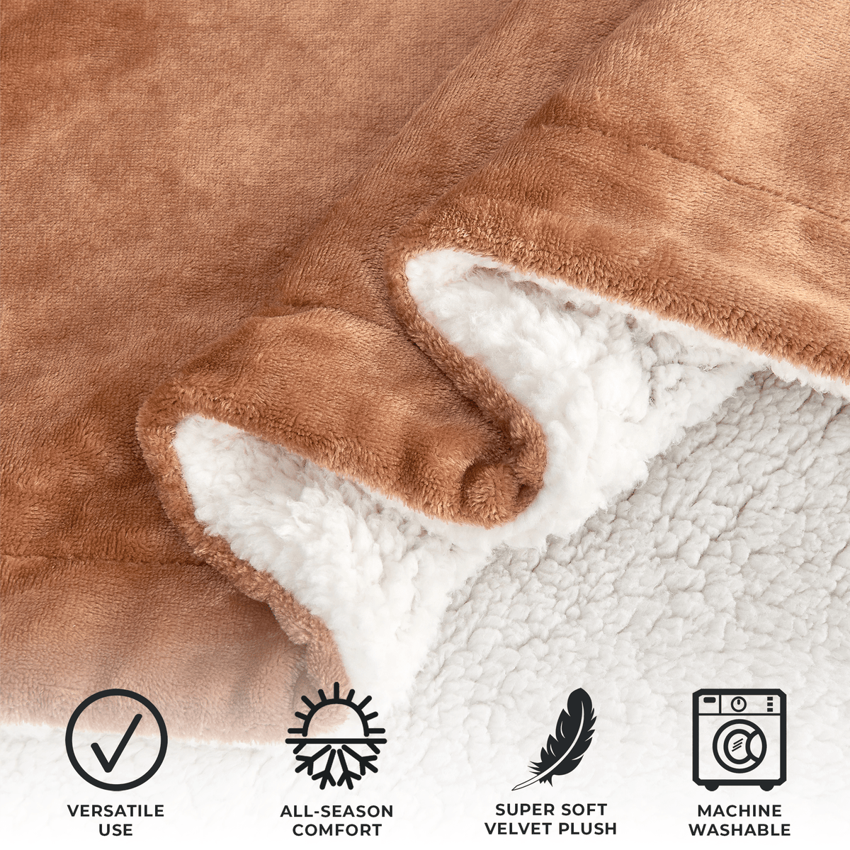 Great Bay Home Velvet Plush Sherpa Blanket, Kinsley Collection