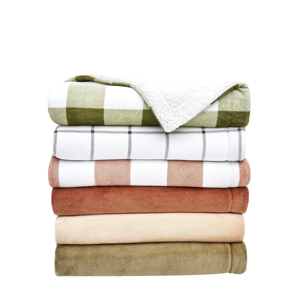 Great Bay Home Velvet Plush Sherpa Blanket, Kinsley Collection