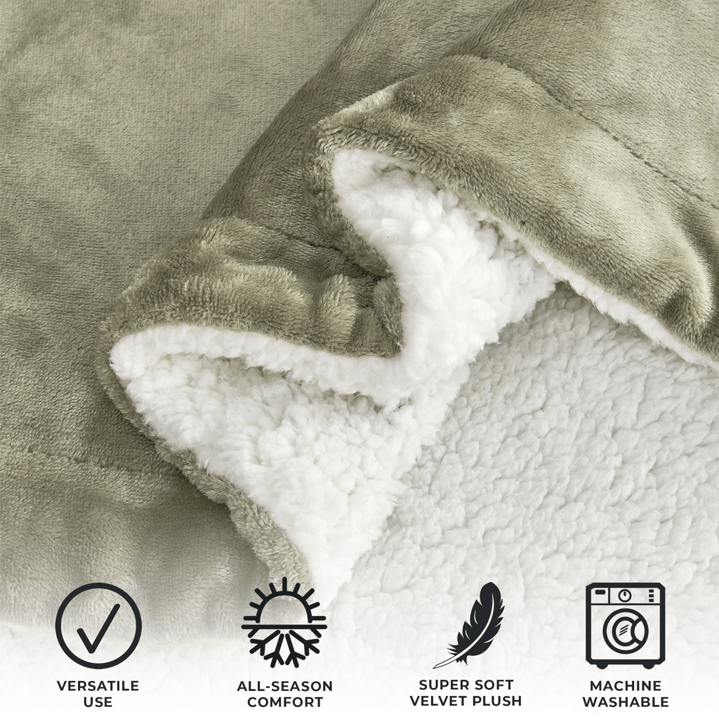 Great Bay Home Velvet Plush Sherpa Blanket, Kinsley Collection