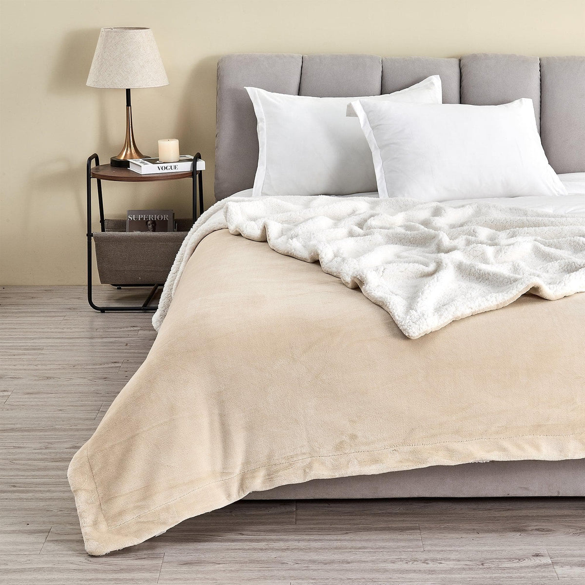 Great Bay Home Velvet Plush Sherpa Blanket, Kinsley Collection