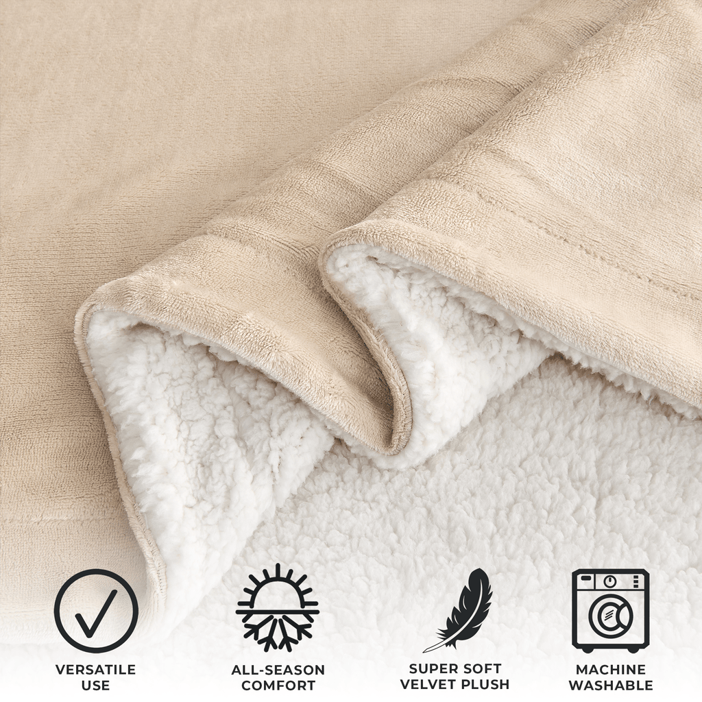 Great Bay Home Velvet Plush Sherpa Blanket, Kinsley Collection