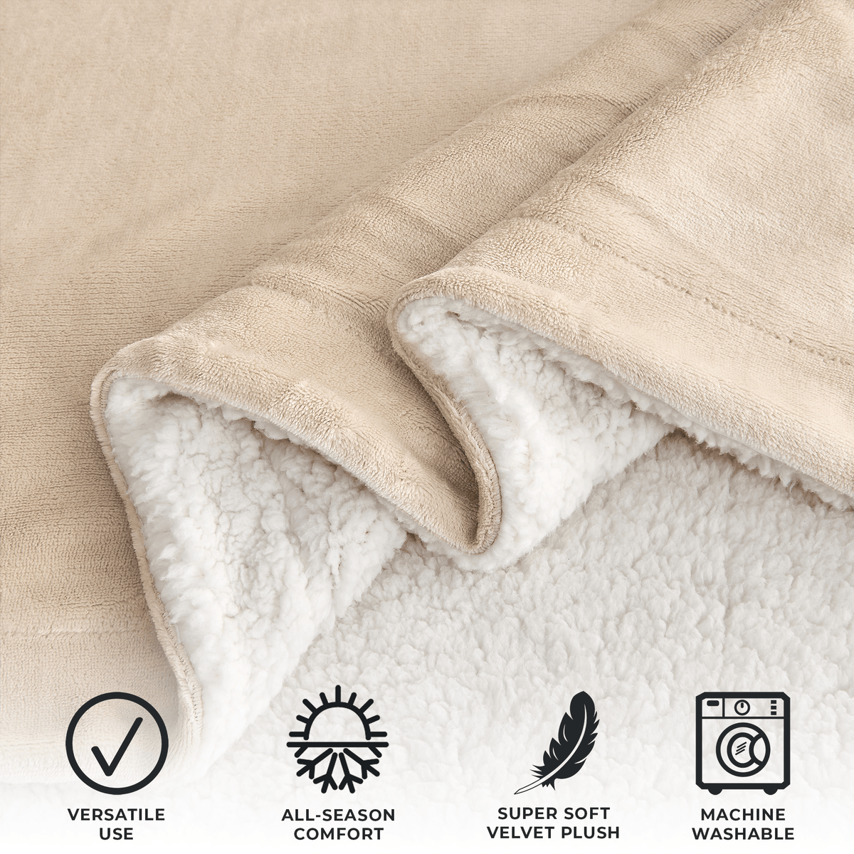 Great Bay Home Velvet Plush Sherpa Blanket, Kinsley Collection